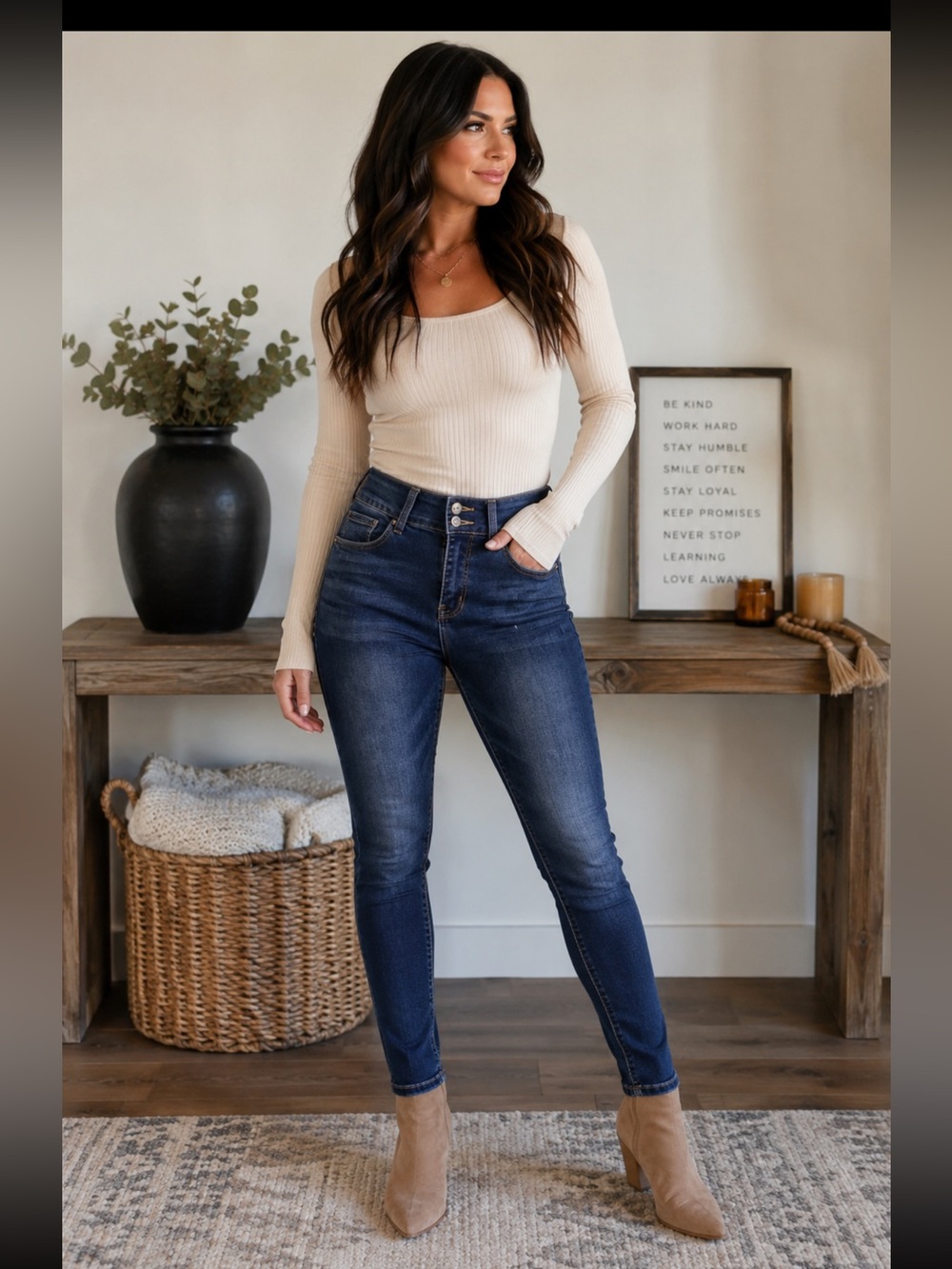 BAMBOO Dark Blue Women's Skinny Jeans